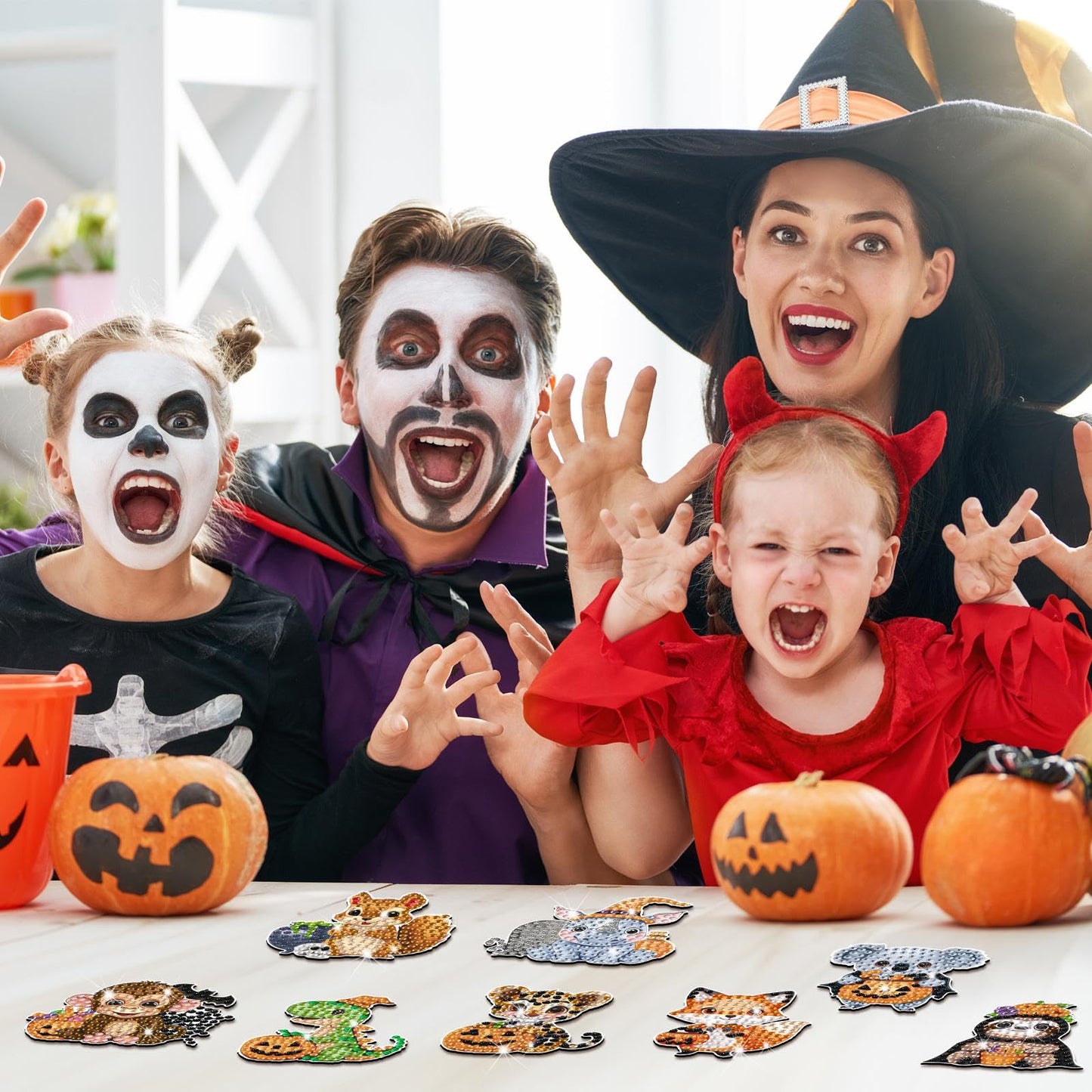 Xuhal 30 Pcs Halloween Diamond Painting Magnets Halloween Animal Diamond Art Magnet Kits for Adults Cute 5D Rhinestone Witch Hat Pumpkin Animal Refrigerator Magnetic Sticker for DIY Craft Fridge Gifts