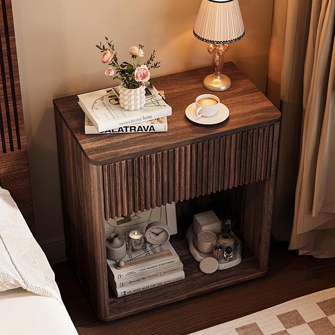 Modern Fluted Nightstand Set of 2