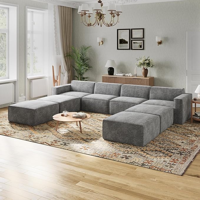Novilla 151.2" Modular Sectional Sofa, No Assembly Cloud Sectional Couch