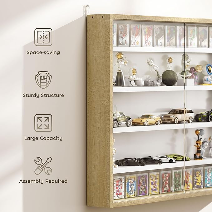 HOMCOM 5-Tier Display Cabinet, Glass Door Cabinet