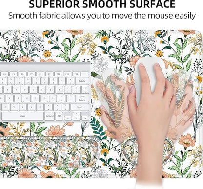 LATEEFAH Desk Mat, Mouse Pad with Wrist Rest, 4-in-1 Large Mouse Pads for Desk, Ergonomic Mouse Pad and Keyboard Wrist Rest Gaming Keyboard Mat for Office, Home