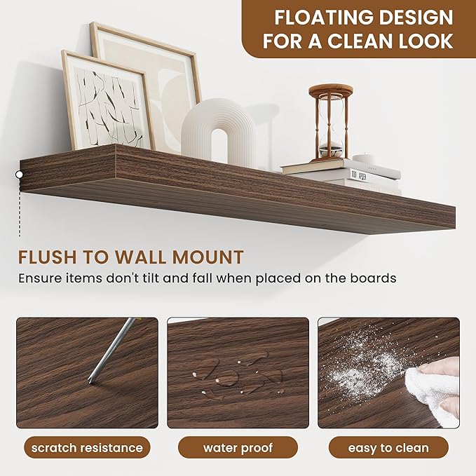 fuqing Floating Shelves for Wall, Wall Mounted Wood Floating Shelf