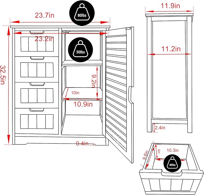 Yardenaler Bamboo Bathroom Storage Cabinet