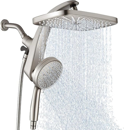 BOZYBO Rain Shower Head with Handheld: High Pressure Shower Heads with Handheld Spray Combo, 12" Rainfall Shower Head and 9 Sprays Hand Showerheads with Magnetic Docking and Power Jets, Nickel 1.75GPM