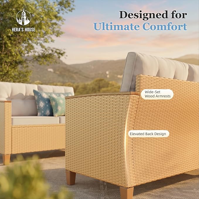 HERA'S HOUSE Patio Furniture Set, 8 Piece Wicker Outdoor Patio Conversation Set