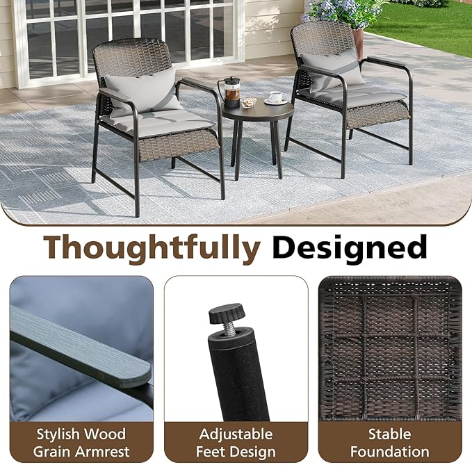 Jing's Villa 3-Piece Outdoor Bistro Set