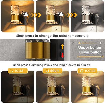 L LOHAS LED Night Light,Modern Night Lights Plug into Wall,2 Pack Amber-3000K-5000K Adjustable Color Temperature Night-Light,Dimmable Nightlights with Dusk to Dawn Sensor for Rooms Bathroom Hallway