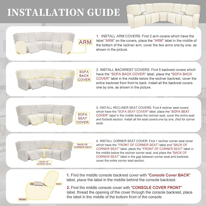 100% Waterproof Sectional Recliner Couch Covers