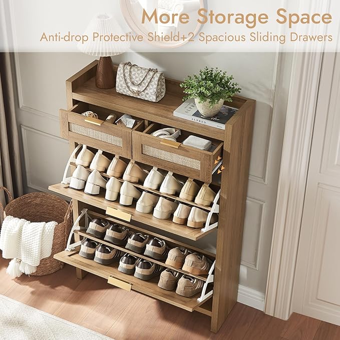 HOKYHOKY Rattan Shoe Storage Cabinet