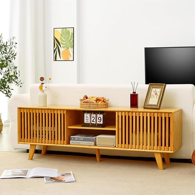 Bamboo TV Stand for TVs up to 65", Accent Entertainment Center