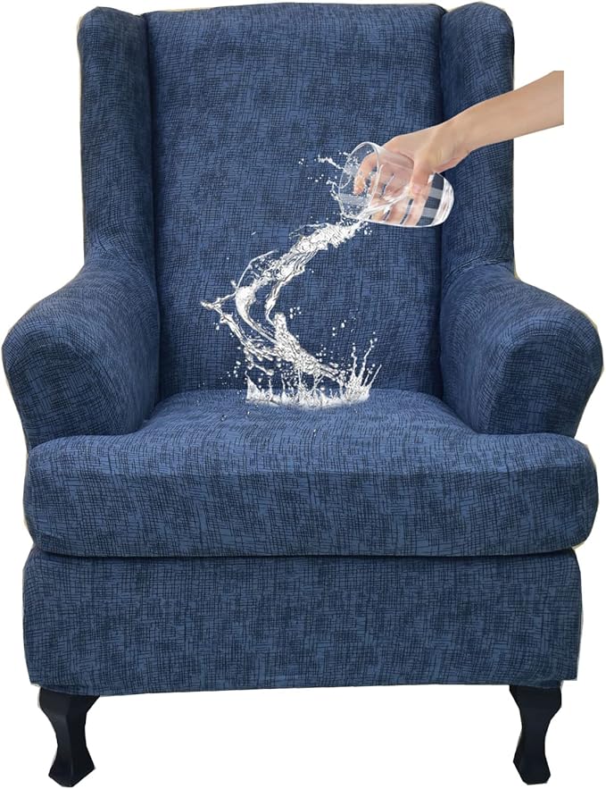 KRFOONN Stretch Wing Chair Slipcovers Printed 2 Piece Wingback Chair Covers