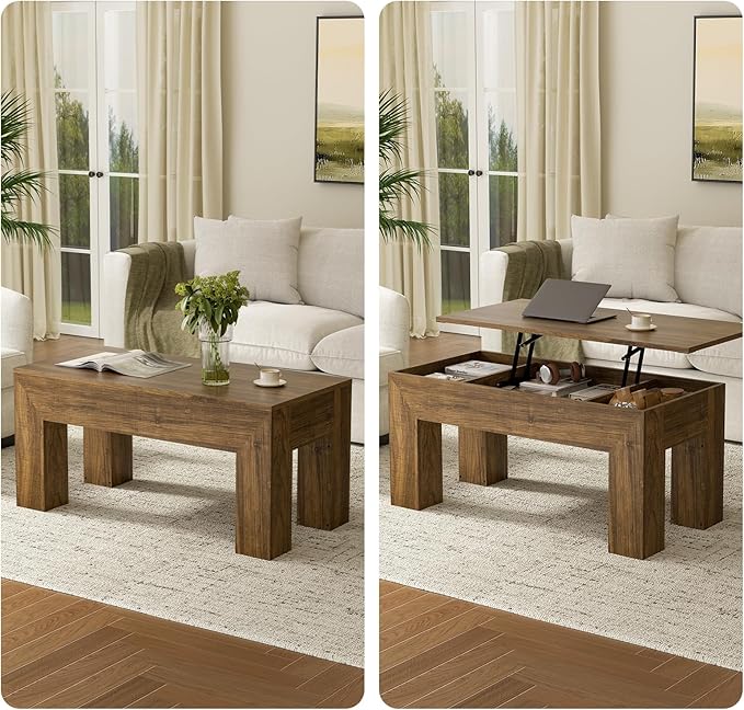 FABATO 41.7'' Lift Top Coffee Table, Wooden Rectangle Coffee Table