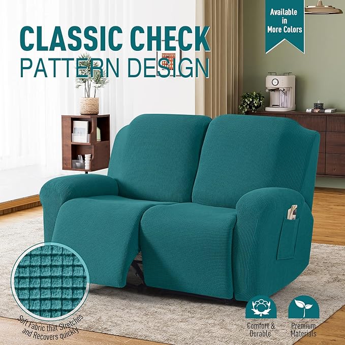 TAOCOCO Recliner Loveseat Slipcover, 6 Pieces Dual Recliner Sofa Covers