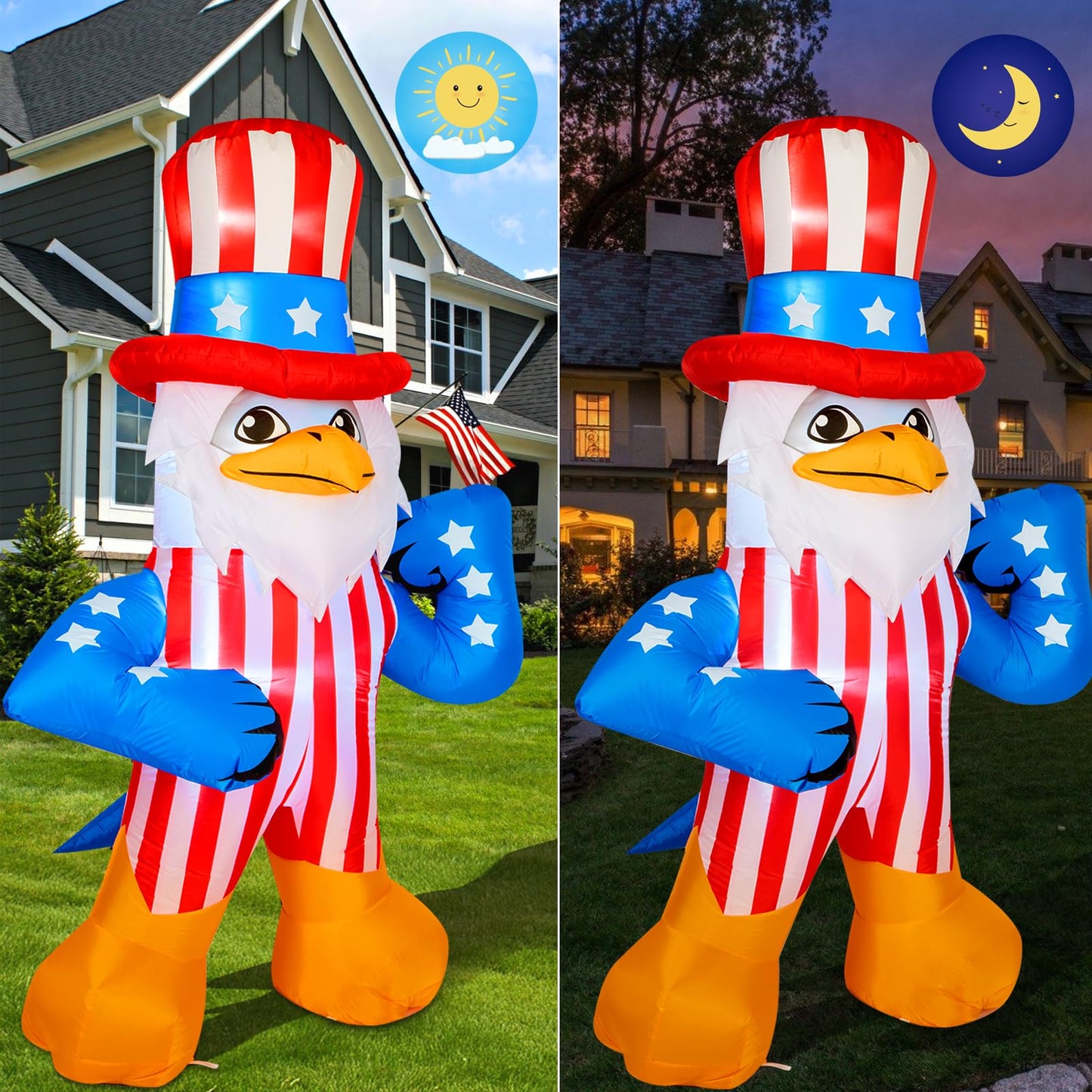 CAMULAND 6.1FT Inflatable American Eagle Patriotic Independence Day 4th of July Inflatable Outdoor Decorations Patriotic Inflatables with LED Lights for Yard Garden Lawn Memorial Day Decor