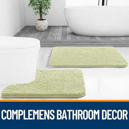 OLANLY Bathroom Rugs 30x20, Extra Soft Absorbent Chenille Bath Rugs, Rubber Backing Quick Dry, Machine Washable Bath Mats for Bathroom Floor, Tub and Shower, Home Decor Accessories, Vanilla