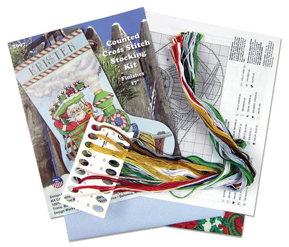 Santa's Train Counted Cross Stitch Stocking Kit