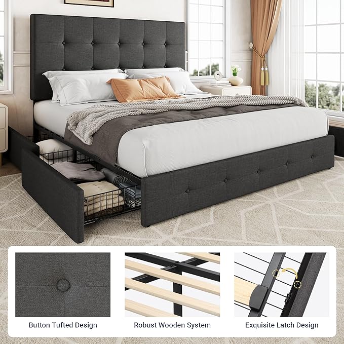 Allewie Upholstered Full Size Platform Bed Frame