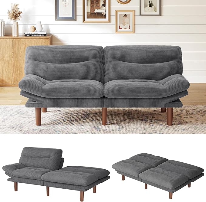 Marsail 75" Futon Sofa Bed, Convertible Corduroy Futon Couch