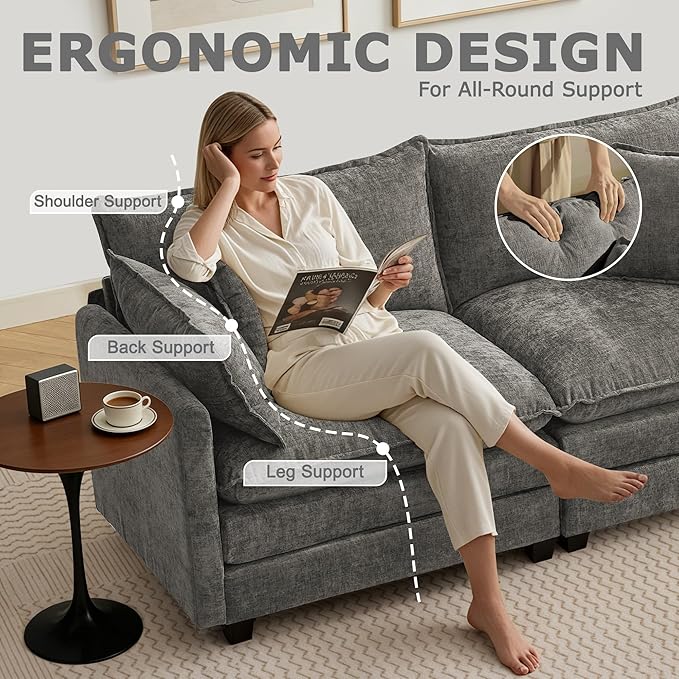 113” Modular Sectional Sofa, L Shaped Cloud Couch