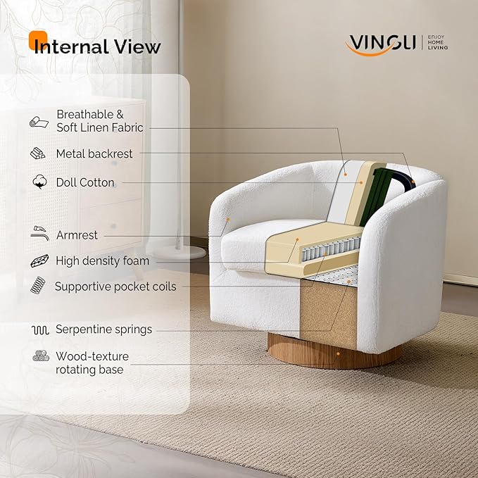 VINGLI 360°Swivel Accent Chair