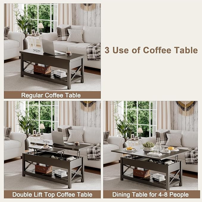 ChooChoo Coffee Table Lift Top, Converts to Dining Table