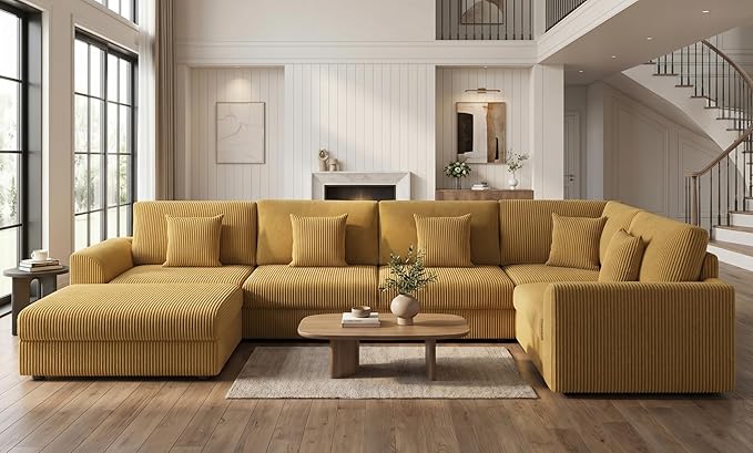 146" Modular Sectional Sofa, Oversized U Shaped Couch, Convertible Sleeper Sofa