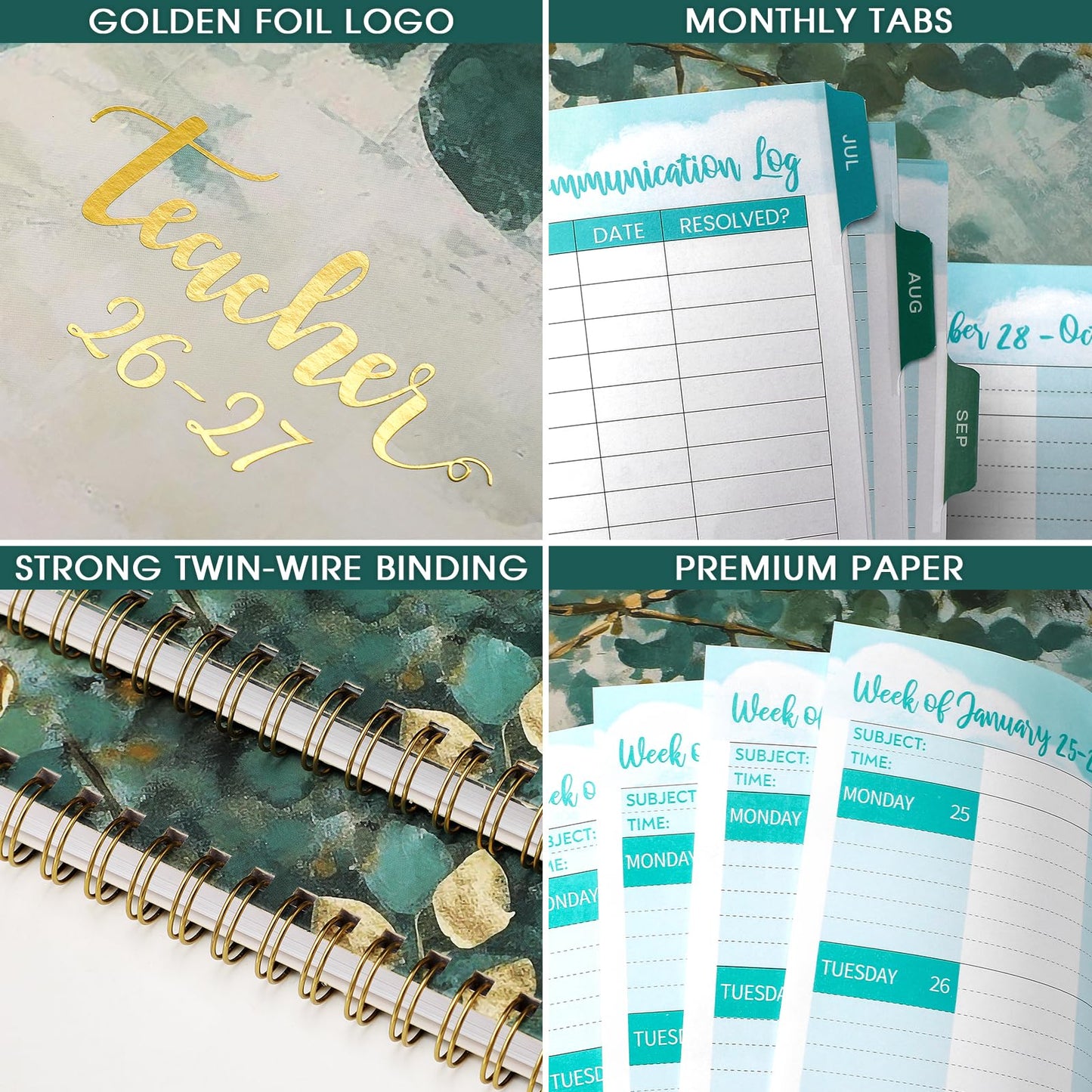 Teacher Planner 2026-2027 - Teacher Lesson Planner, July 2026 - June 2027, 8.5" x 11", 2026-2027 Planner Weekly and Monthly, Lesson Plan Book for Teachers, Colorful Tabs, Inner Pocket