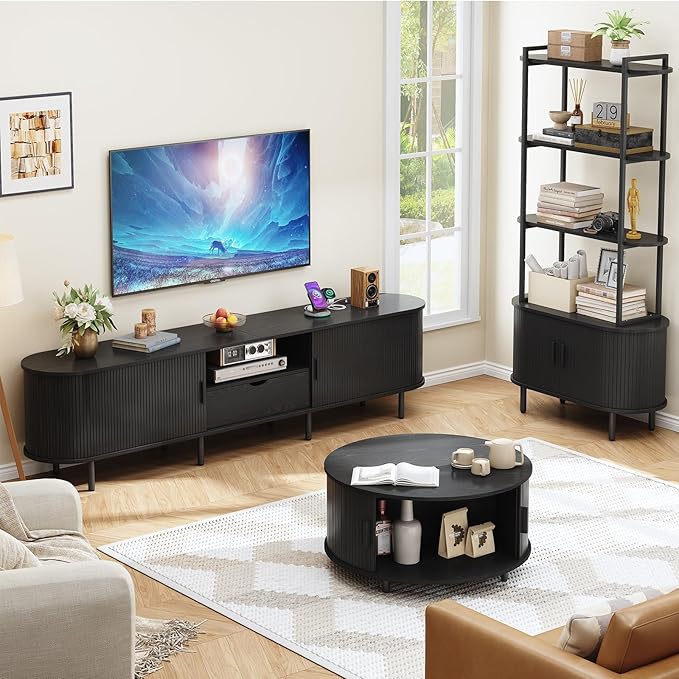 ONBRILL 86.6" TV Stand with Power Outlet