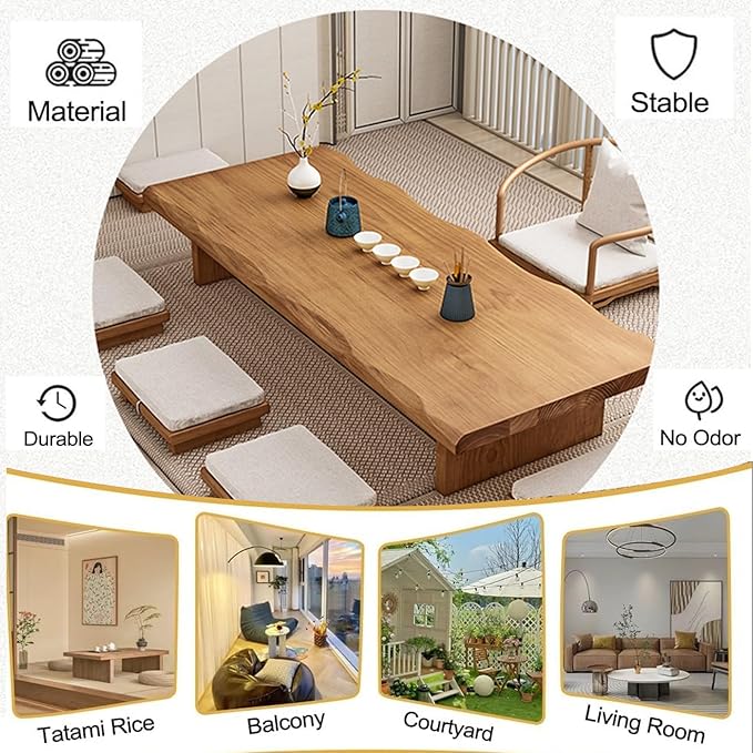 Solid Wood Japanese Low Floor Table Meditation Floor Sitting Altar Table