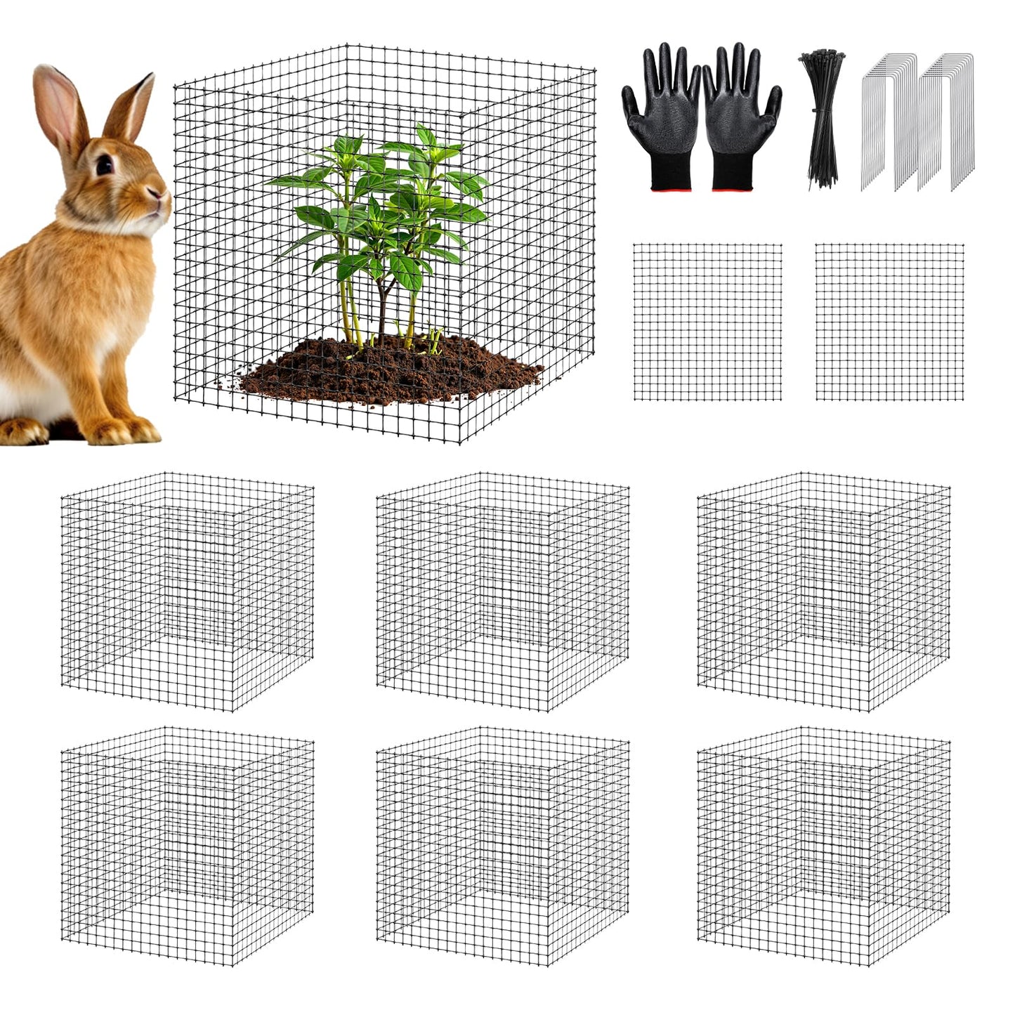 18PCS Plant Protection from Animals,12x12 Inch Metal Wire Plant Protectors,Plant Cages to Keep Animals Out,Sturdy Bunny Barricades Chicken Wire Cloche Plant Protectors for Shrubs Flowers Vegetables