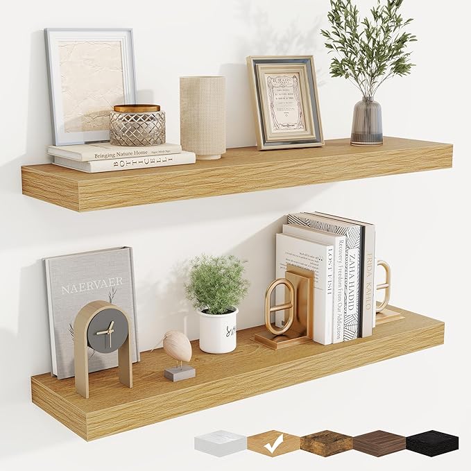 fuqing Floating Shelves for Wall, Wall Mounted Wood Floating Shelf