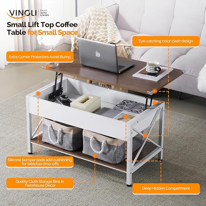 VINGLI 36" Lift Top Coffee Table