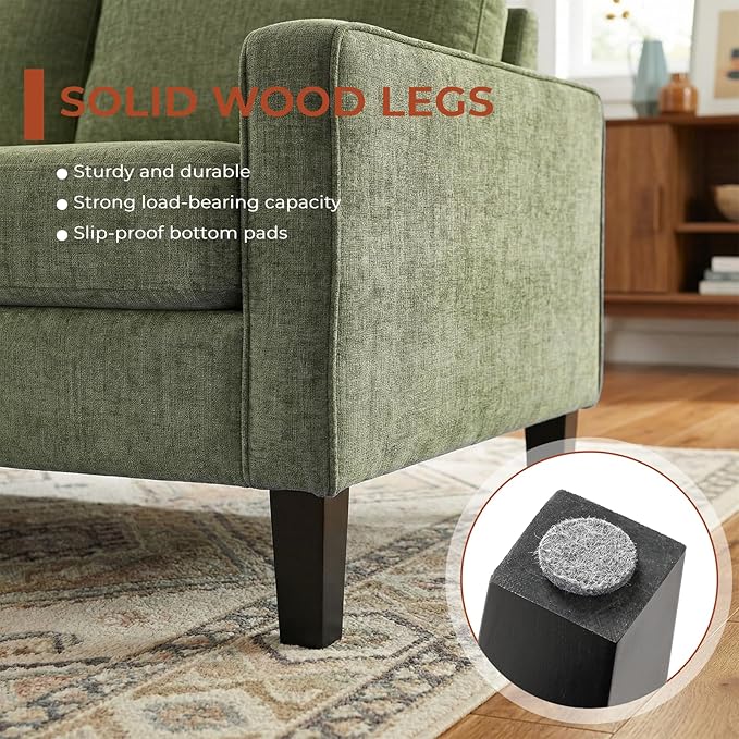 TLSUNNY Mid-Century Accent Chair, Modern Upholstered Chenille Armchair & Padded