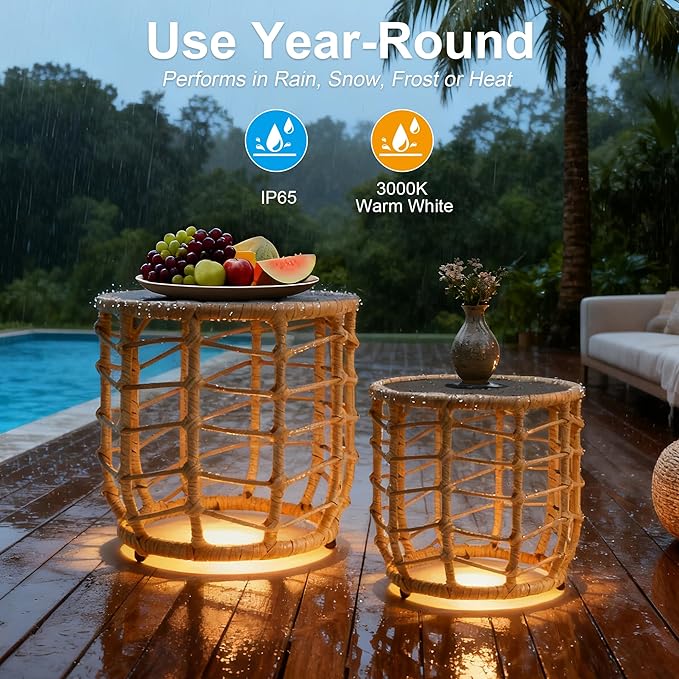 PARTPHONER Boho Solar Outdoor Side Table