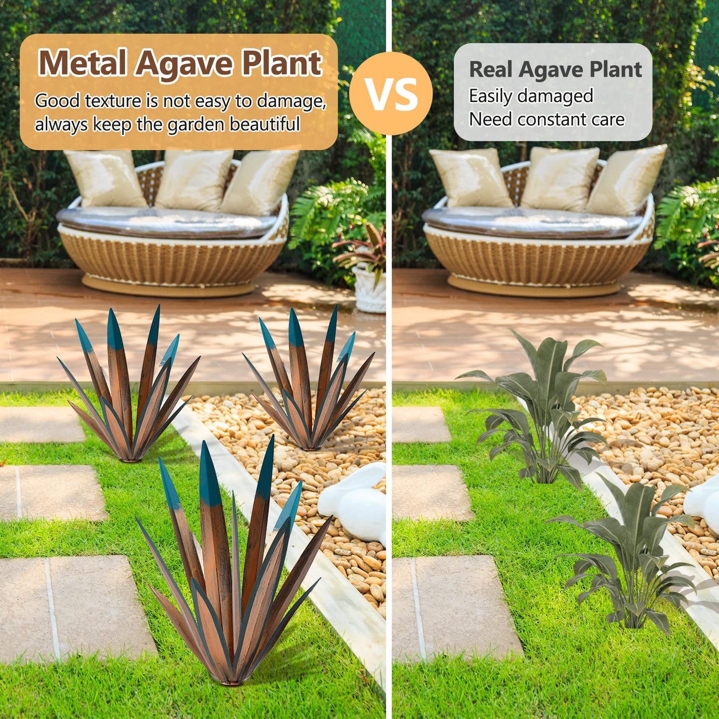 VChymm 2pcs Metal Tequila Country Sculpture DIY Tequila Plant Home Decor Country Tequila Garden Ornament Indooutdoor Statuette Patio Lawn Patio Stake Decoration Gift to The Garden 12“