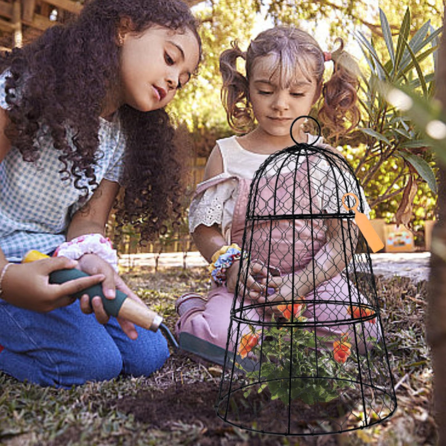 6 Pack 11.4" D x 17.7" H Garden Cloches for Plants,Rustproof Chicken Wire Cloches Flip-Top Design,Upgraded Triple Combination,Plant Protectors from Animals,Ideal for Outdoor Plant Protection