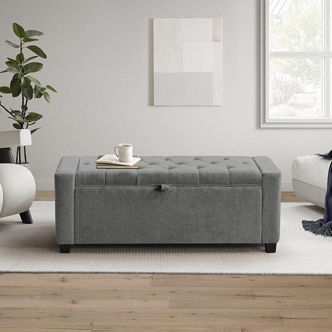 GRAINELL Storage Ottoman Bench, Upholstered Tufted Bedroom Bench