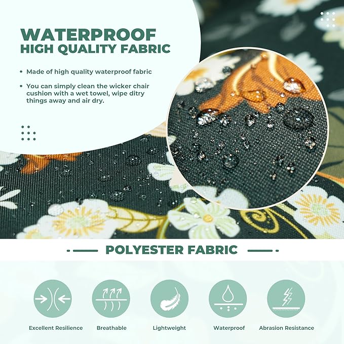 DANGHOOGY Wicker Chair Cushions, Waterproof Outdoor Loveseat Cushions