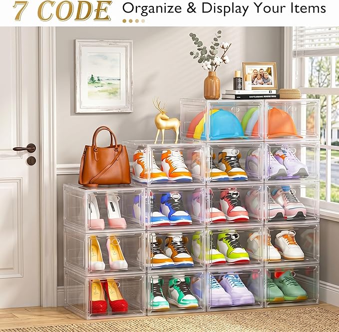7 code Shoe Organizer, Collapsible Closet Storage Rack