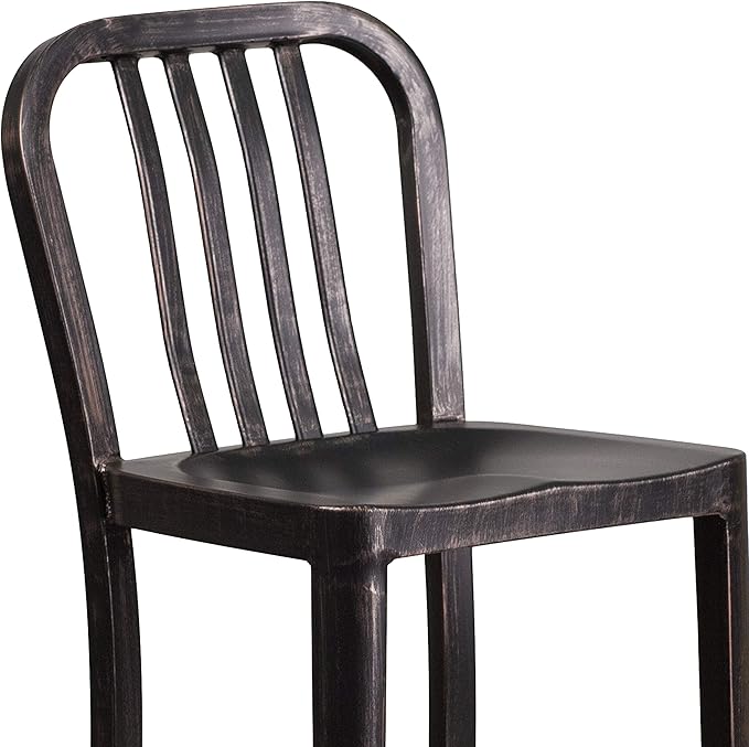 Flash Furniture Gael Commercial Grade 2 Pack 30" High Black-Antique Gold Metal