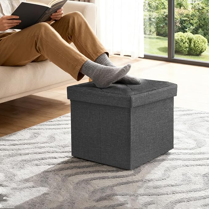 15'' W Storage Ottoman Bench, Folding Storage Bench Ottoman,