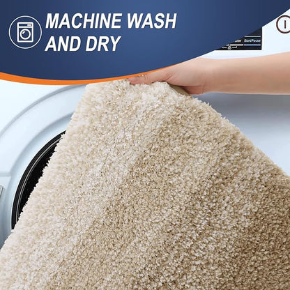 OLANLY Bathroom Runner Rugs Mat 59x20, Extra Soft Absorbent Microfiber Bath Rugs, Rubber Backing, Quick Dry, Washable Long Bath Mats for Bathroom Floor, Tub and Shower, Home Decor Accessories, Tan