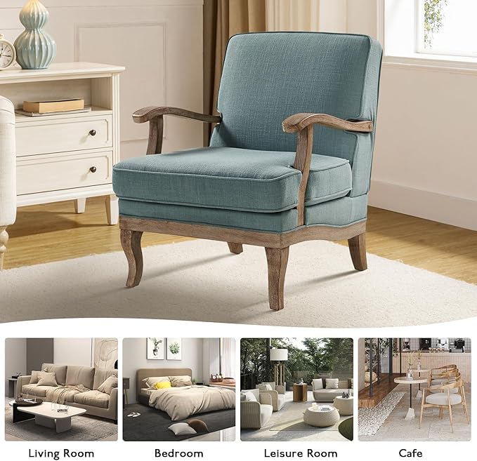 HULALA HOME Mid-Century Modern Accent Chair, Upholstered Lounge Arm Chair