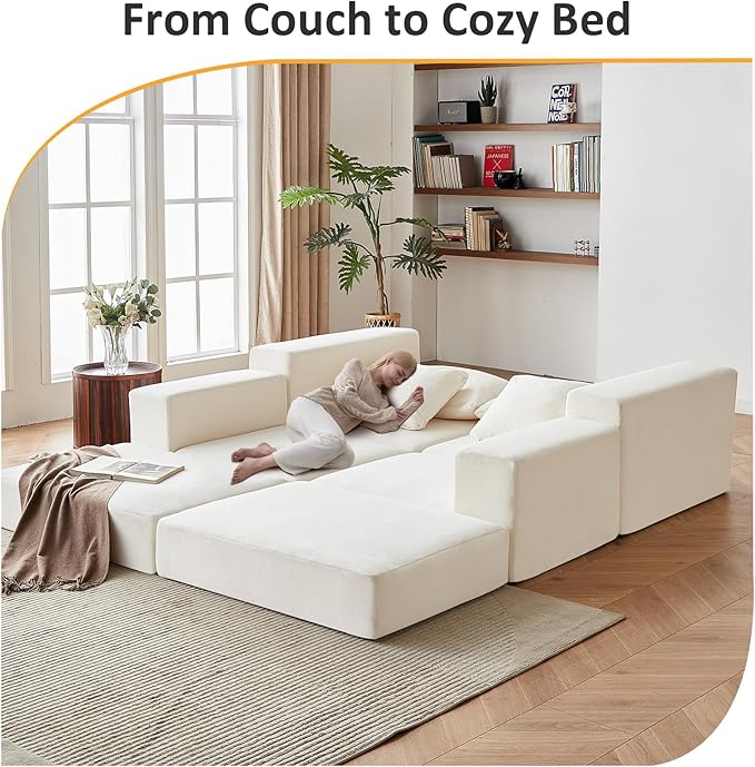 Modular Sectional Loveaeat Cloud Sofa, Boneless Couch