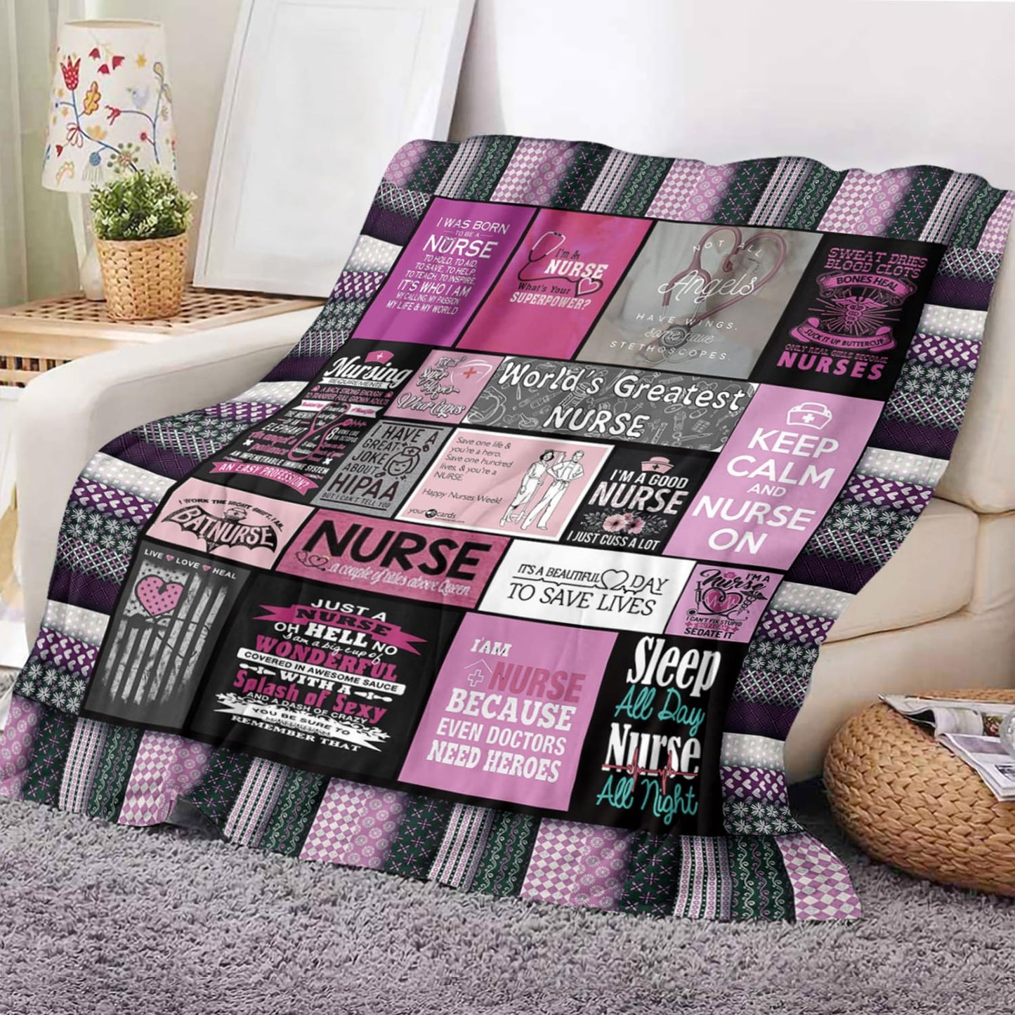 Soft Nurse Blanket for Women Christmas Thanksgiving Nurse Gifts for Women Nurses Week Gifts Warm Cozy Fleece Throw Blanket for Couch and Bed Sofa 50'' x 60'' (HS4)