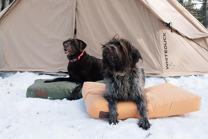 WHITEDUCK Outdoor Dog Bed Heavy-Duty 12oz Canvas, Water-Repellent Cotton, Machine Washable Removable Cover with Full-Length Zipper, Dog Bed for Large Dogs & Crate, (Brown) 36" Lx27 Wx4.3 th (L)