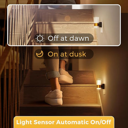 L LOHAS LED Night Light, Night Lights Plug into Wall, 3000K Soft Warm 0-100LM Adjustable Modern Night Lights,Automatic Nightlights Pulg in with Dusk to Dawn Sensor for Rooms Bathroom Hallway Decor