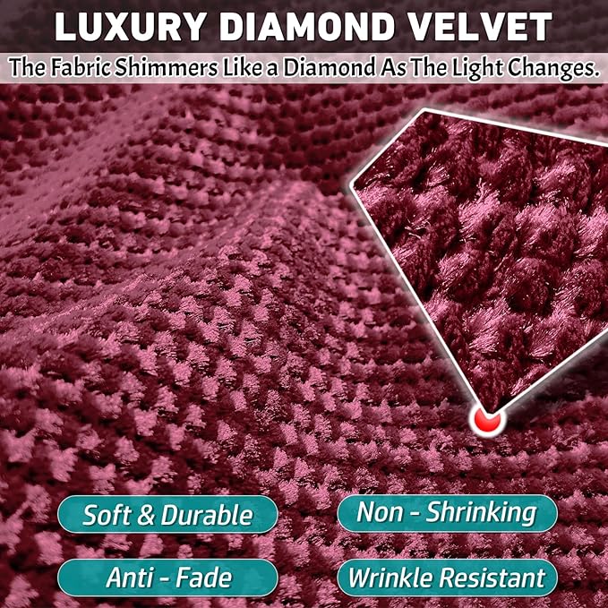 Burgundy Velvet Couch Arm Covers