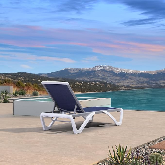 PURPLE LEAF Patio Chaise Lounge Chair Outside Aluminum Plastic Stackable