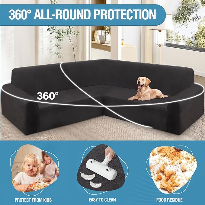 HDCAXKJ Corner Sectional Couch Covers Velvet Stretch L Shape Sofa Cover Soft